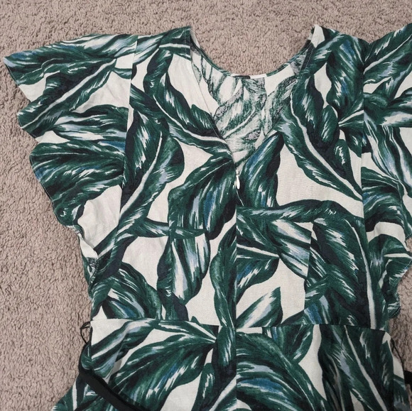 Who What Wear Tropical Palm Print Midi Dress Linen blend Size Small - Picture 10 of 10